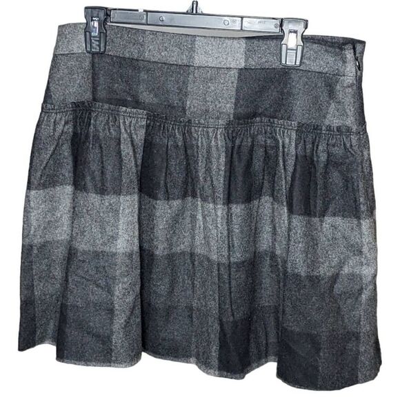Adam Adam Lippes Mini Skirt Wool Monochrome Plaid Dark Academia 12 - Picture 1 of 6